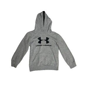 Under Armour Boys Hoodie 7 Gray Pull Over Pre Owned B19
